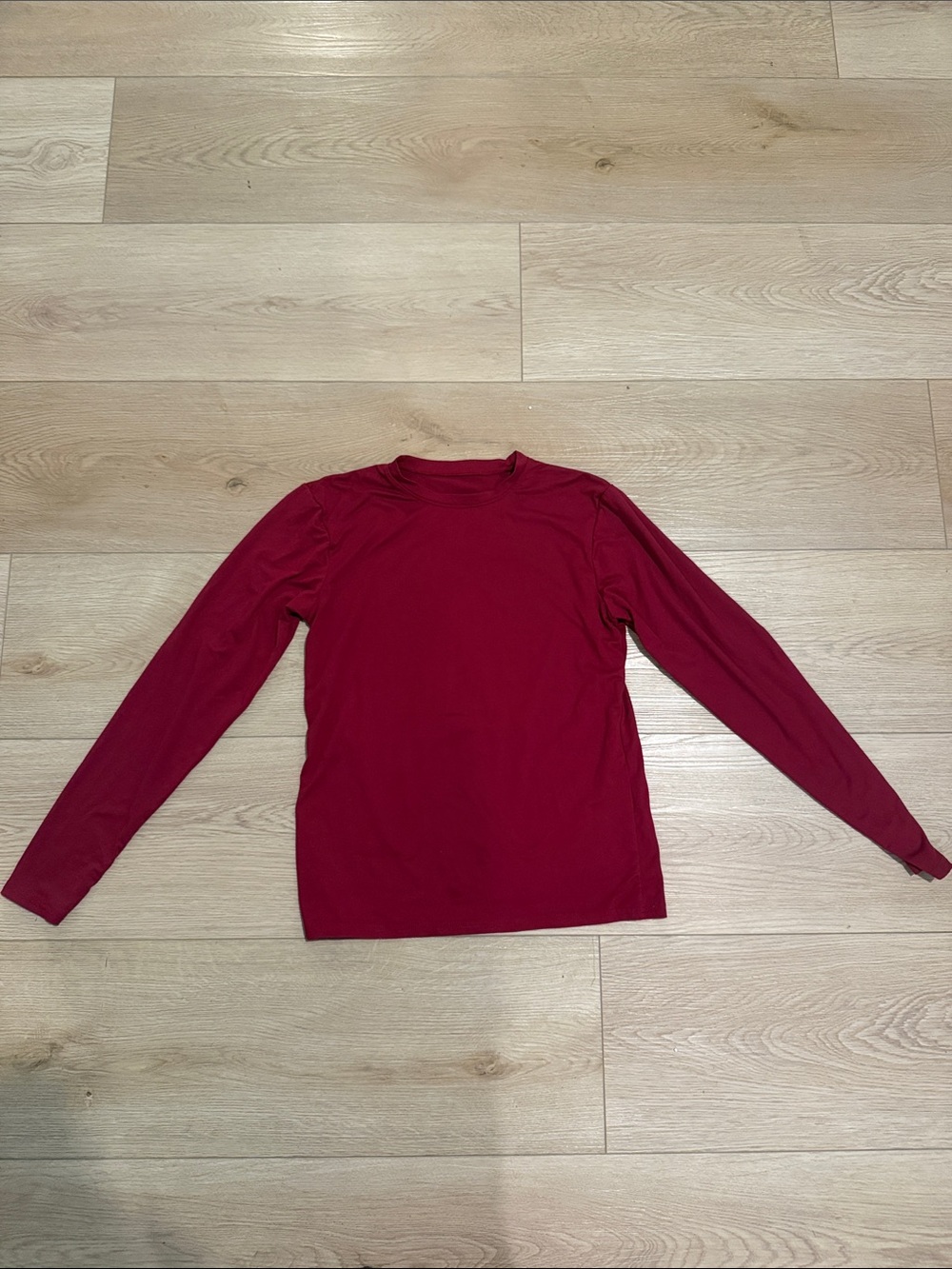 Long Sleeve Crewneck Top - Deep Red